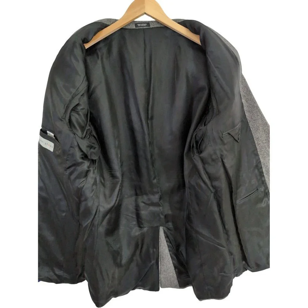 Robert Stock Sport‎ Coat Mens 46L Charcoal Gray Camel Hair Blend Herringbone